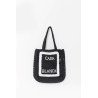 CASABLANCA BLACK RAFFIA TOTE BAG